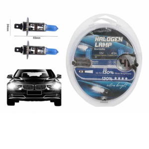 C6143 (estilo simple) Lámpara halógena de caja redonda H1, bombilla azul de cuarzo para faros de coche, 12 V, 55 W (tarjeta de papel CARSUN)