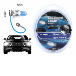 C6143 (estilo simple) Lámpara halógena de caja redonda H3 para faros delanteros de coche, bombilla azul de cuarzo, 12 V, 55 W (tarjeta de papel CARSUN)