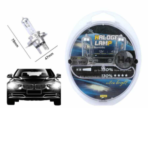 C6143 (estilo simple) Lámpara halógena de caja redonda H4 para faros delanteros de coche, bombilla blanca de cuarzo de 12 V y 55 W (tarjeta de papel CARSUN)