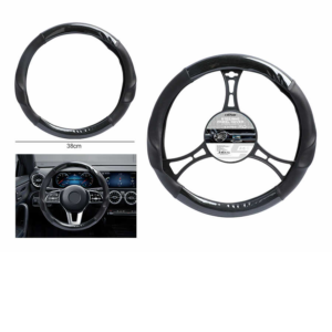 Cubierta para volante de cuero de fibra de carbono cristal B26 perforado en PU negro, superior e inferior, izquierda y derecha